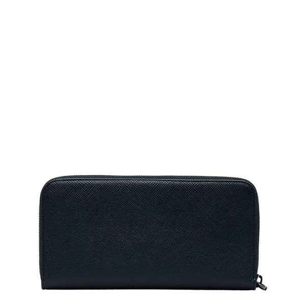 プラダ サフィアーノ ラウンドジップ 長財布 ネイビー レザー メンズ PRADA 【中古】