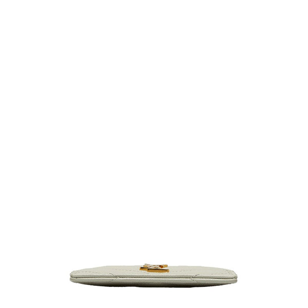 サンローラン キルティング カードケース パスケース 423291 ホワイト レザー レディース SAINT LAURENT 【中古】