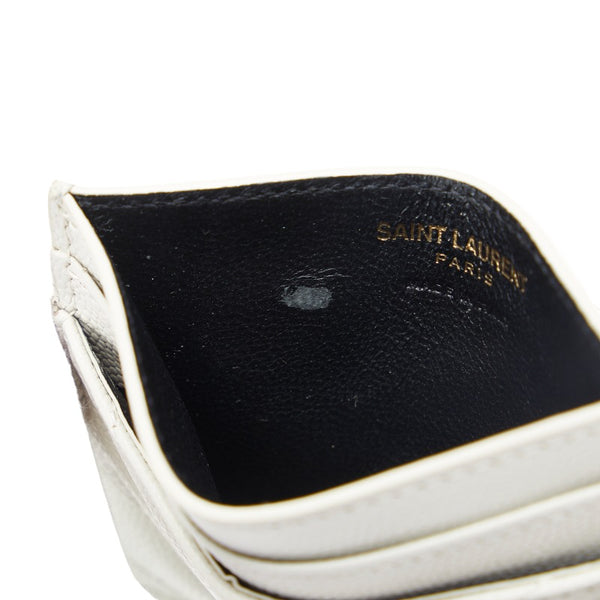 サンローラン キルティング カードケース パスケース 423291 ホワイト レザー レディース SAINT LAURENT 【中古】