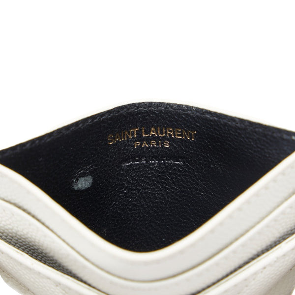 サンローラン キルティング カードケース パスケース 423291 ホワイト レザー レディース SAINT LAURENT 【中古】