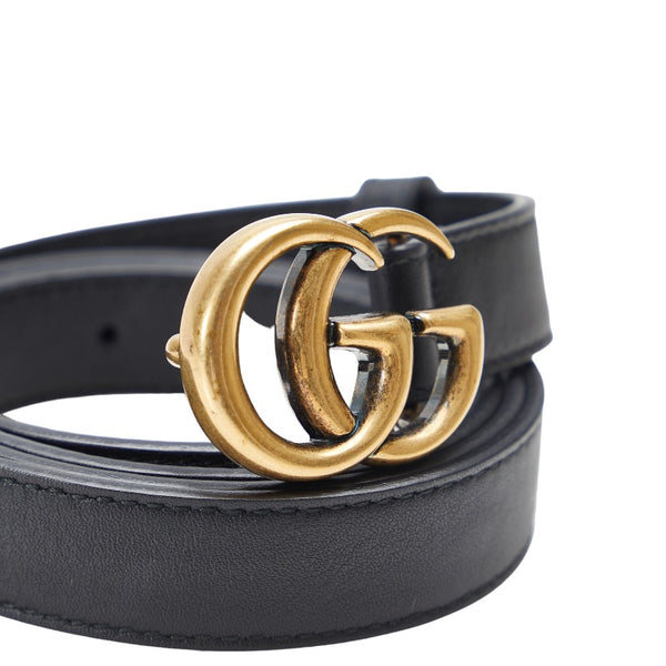 グッチ ダブルG GGマーモント ベルト 409417 ブラック レザー レディース GUCCI 【中古】
