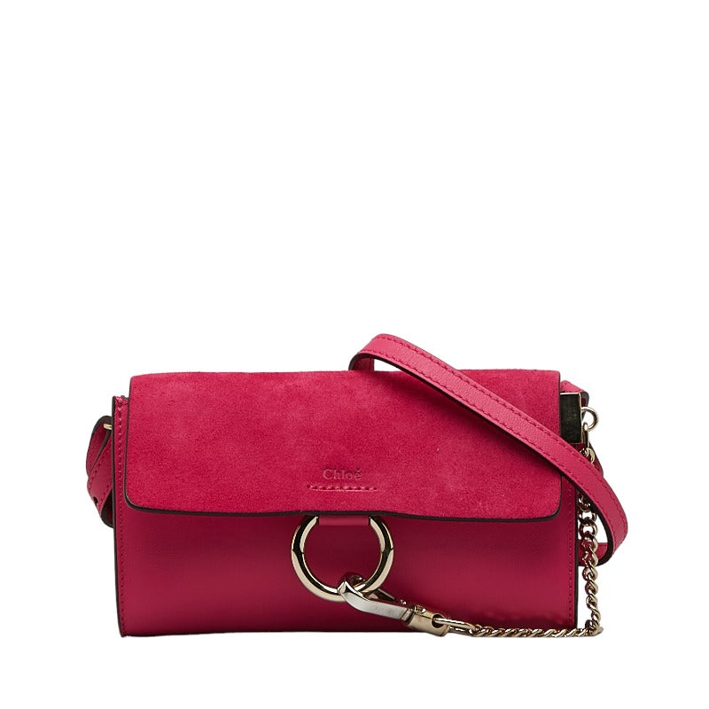 クロエ フェイ 斜め掛け ミニショルダーバッグ ピンク レザー スウェード レディース Chloe 【中古】