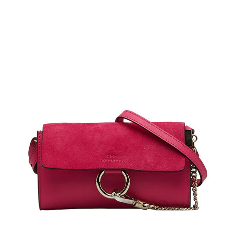 クロエ フェイ 斜め掛け ミニショルダーバッグ ピンク レザー スウェード レディース Chloe 【中古】