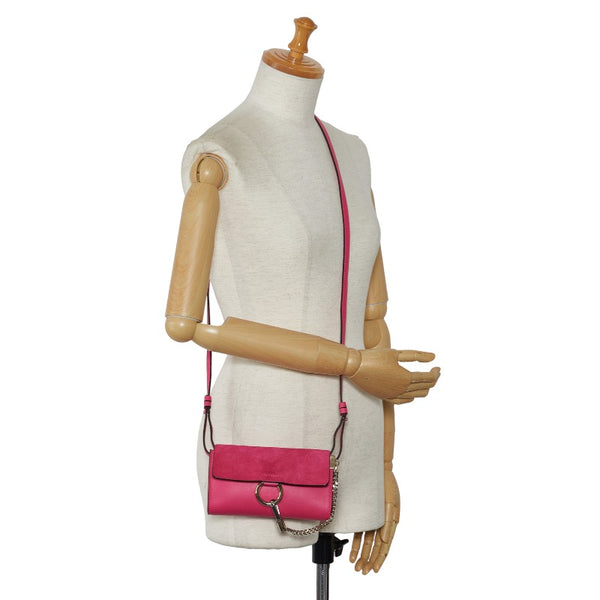 クロエ フェイ 斜め掛け ミニショルダーバッグ ピンク レザー スウェード レディース Chloe 【中古】