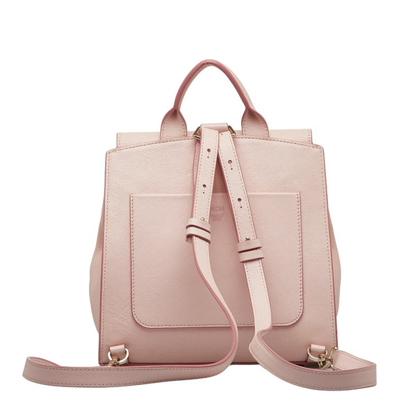 エム シー エム ヴィセトス ロゴグラム スタッズ リュック バックパック MWKAASE01 QH001 ピンク レザー レディース MCM 【中古】