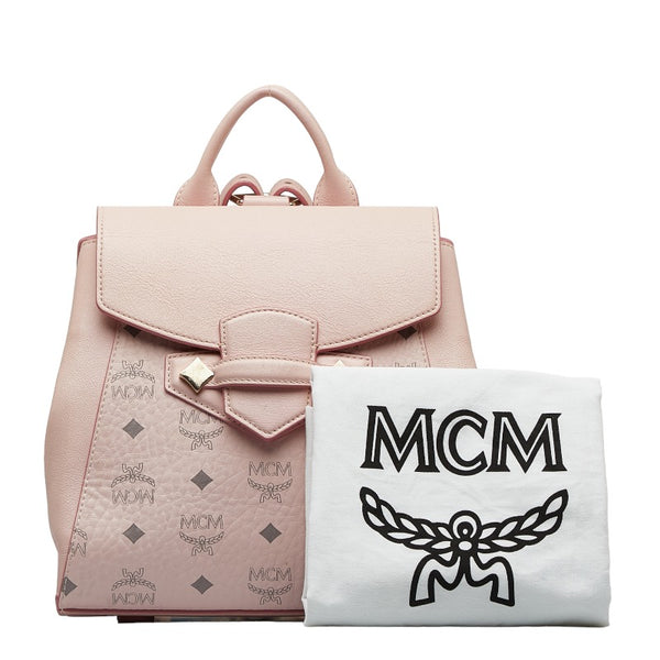 エム シー エム ヴィセトス ロゴグラム スタッズ リュック バックパック MWKAASE01 QH001 ピンク レザー レディース MCM 【中古】