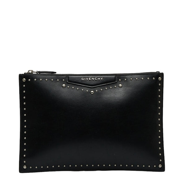 ジバンシー スタッズ クラッチバッグ ブラック レザー メンズ Givenchy 【中古】