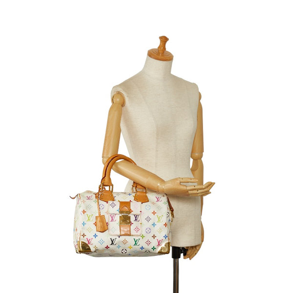 ルイ ヴィトン モノグラム マルチカラー スピーディ30 ハンドバッグ M92643 ブロン ホワイト PVC レザー レディース LOUIS VUITTON 【中古】