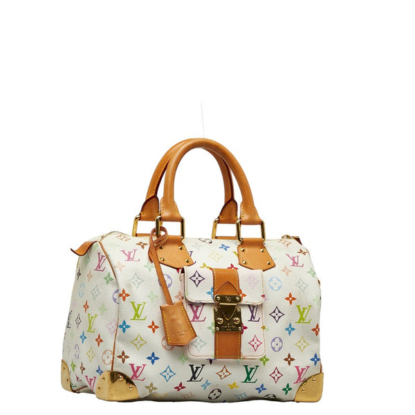 ルイ ヴィトン モノグラム マルチカラー スピーディ30 ハンドバッグ M92643 ブロン ホワイト PVC レザー レディース LOUIS VUITTON 【中古】