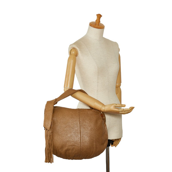 グッチ バンブー ホーボー タッセル ワンショルダー 232930 ブラウン レザー レディース GUCCI 【中古】