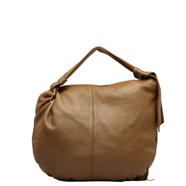 グッチ バンブー ホーボー タッセル ワンショルダー 232930 ブラウン レザー レディース GUCCI 【中古】