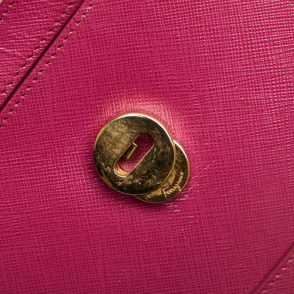 サルヴァトーレフェラガモ ヴァラ リボン ハンドバッグ ショルダーバッグ 2WAY EZ-21 F570 ピンク レザー レディース Salvatore Ferragamo 【中古】