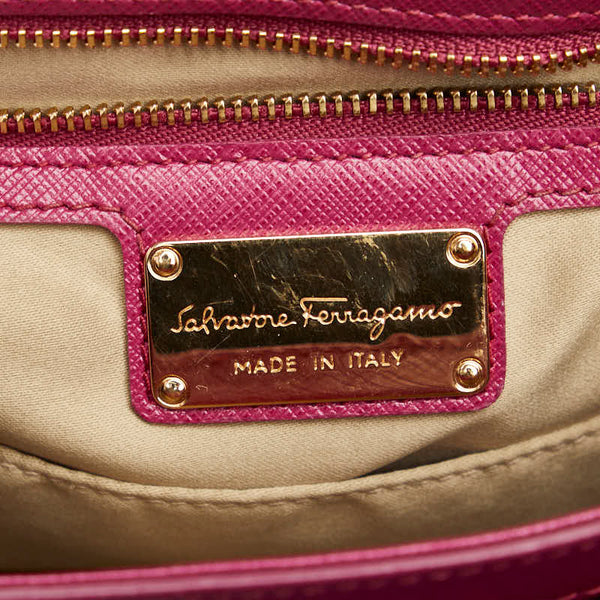 サルヴァトーレフェラガモ ヴァラ リボン ハンドバッグ ショルダーバッグ 2WAY EZ-21 F570 ピンク レザー レディース Salvatore Ferragamo 【中古】