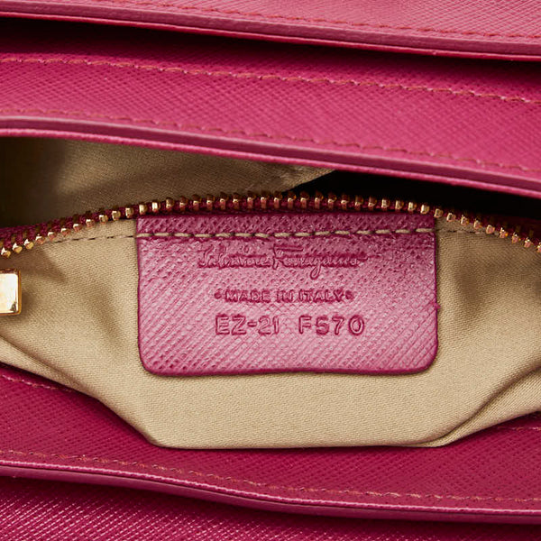 サルヴァトーレフェラガモ ヴァラ リボン ハンドバッグ ショルダーバッグ 2WAY EZ-21 F570 ピンク レザー レディース Salvatore Ferragamo 【中古】