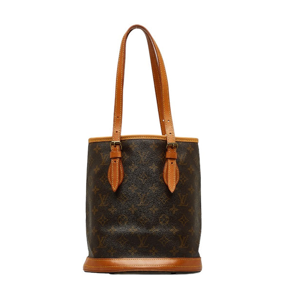 ルイ ヴィトン モノグラム プチ バケットPM トートバッグ ショルダーバッグ M42238 ブラウン PVC レザー レディース LOUIS VUITTON 【中古】