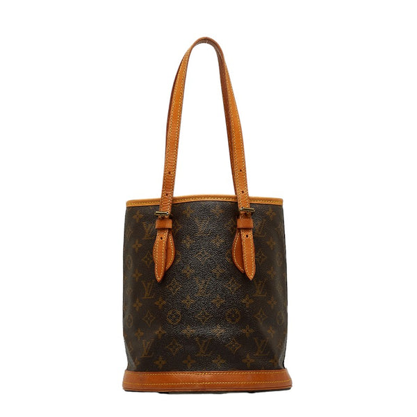 ルイ ヴィトン モノグラム プチ バケットPM トートバッグ ショルダーバッグ M42238 ブラウン PVC レザー レディース LOUIS VUITTON 【中古】