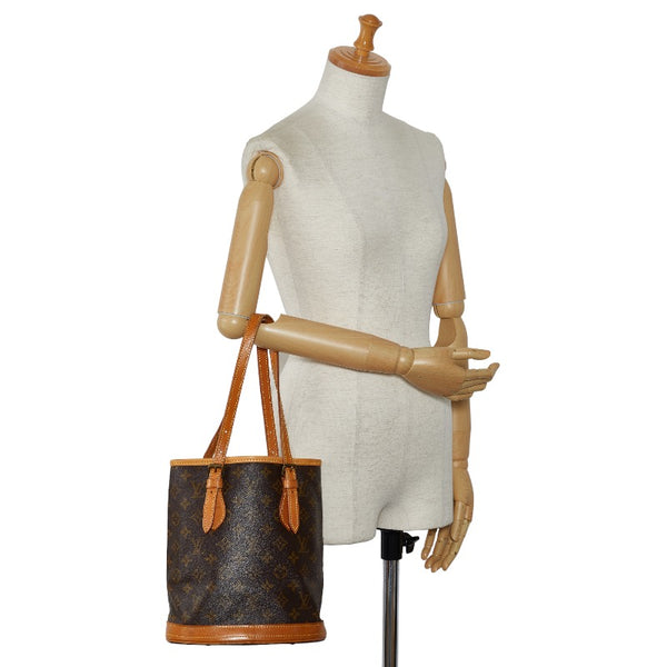 ルイ ヴィトン モノグラム プチ バケットPM トートバッグ ショルダーバッグ M42238 ブラウン PVC レザー レディース LOUIS VUITTON 【中古】