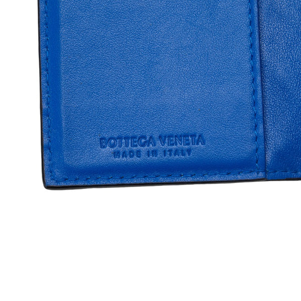 ボッテガヴェネタ イントレチャート カードケース パスケース ブラック ブルー レザー メンズ BOTTEGAVENETA 【中古】