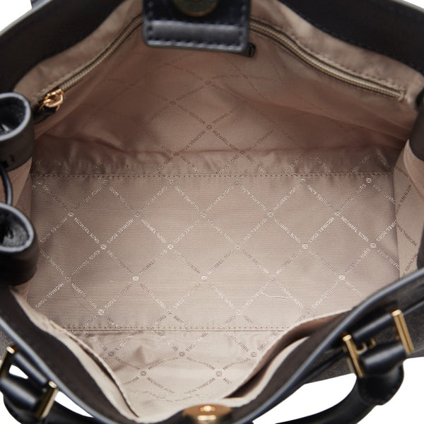 マイケルコース MKモノグラム ハンドバッグ トートバッグ ブラウン ブラック PVC レザー レディース Michael Kors 【中古】