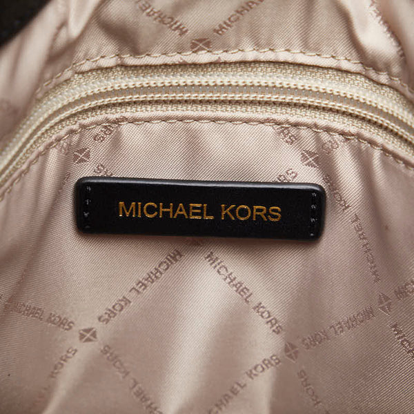 マイケルコース MKモノグラム ハンドバッグ トートバッグ ブラウン ブラック PVC レザー レディース Michael Kors 【中古】