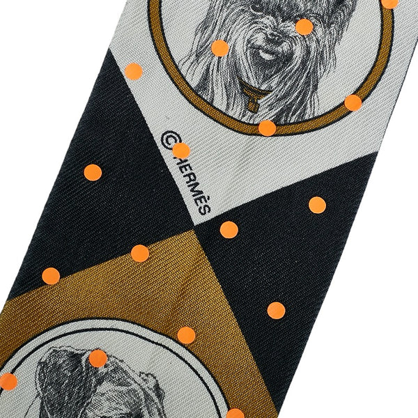 エルメス ツイリー colliers et chiens 首輪と犬 スカーフ ブラック マルチカラー シルク レディース HERMES 【中古】