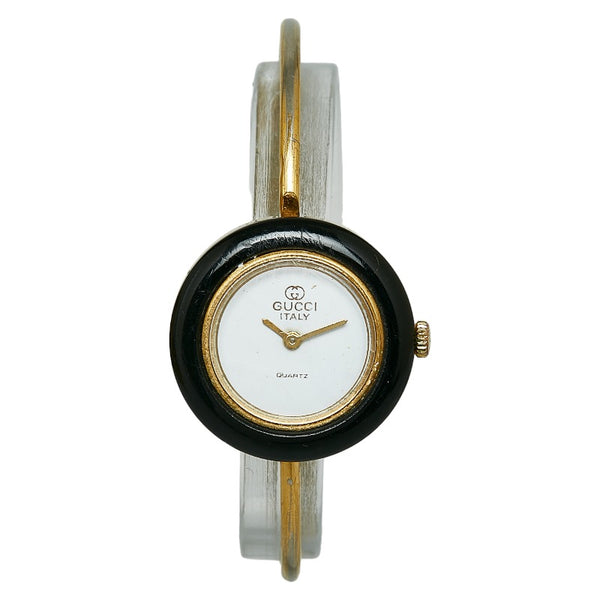 グッチ チェンジベゼル 腕時計 クオーツ ホワイト文字盤 メッキ レディース GUCCI 【中古】