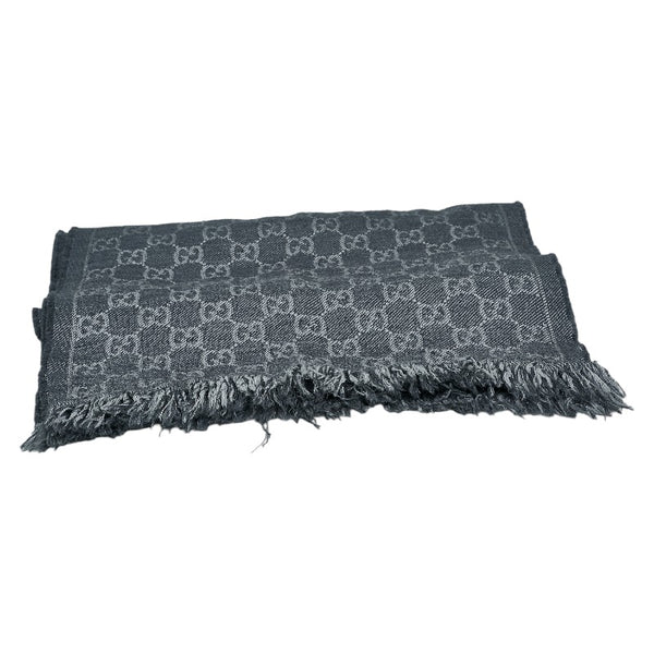 グッチ GG柄 マフラー グレー ウール レディース GUCCI 【中古】