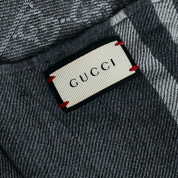 グッチ GG柄 マフラー グレー ウール レディース GUCCI 【中古】