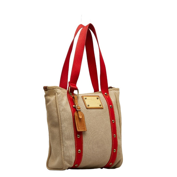 ルイ ヴィトン アンティグア カバMM トートバッグ ショルダーバッグ M40035 ベージュ レッド キャンバス レザー レディース LOUIS VUITTON 【中古】