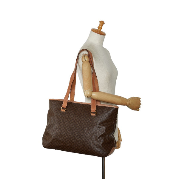 セリーヌ マカダム トートバッグ ハンドバッグ ブラウン PVC レザー レディース CELINE 【中古】
