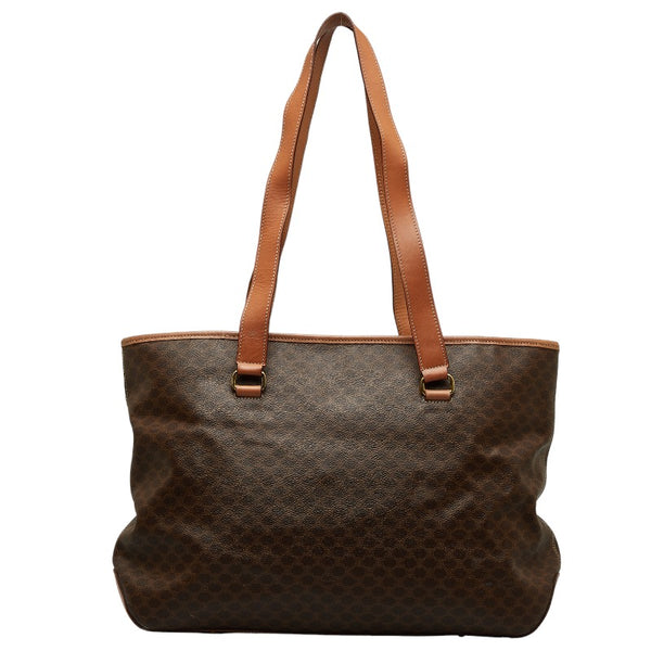 セリーヌ マカダム トートバッグ ハンドバッグ ブラウン PVC レザー レディース CELINE 【中古】