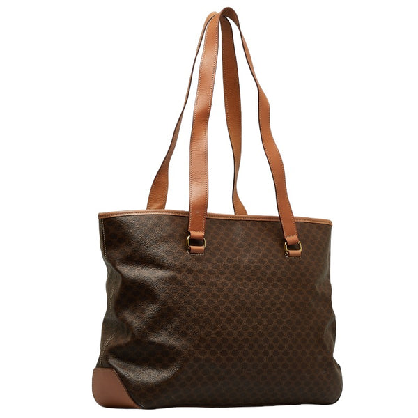 セリーヌ マカダム トートバッグ ハンドバッグ ブラウン PVC レザー レディース CELINE 【中古】