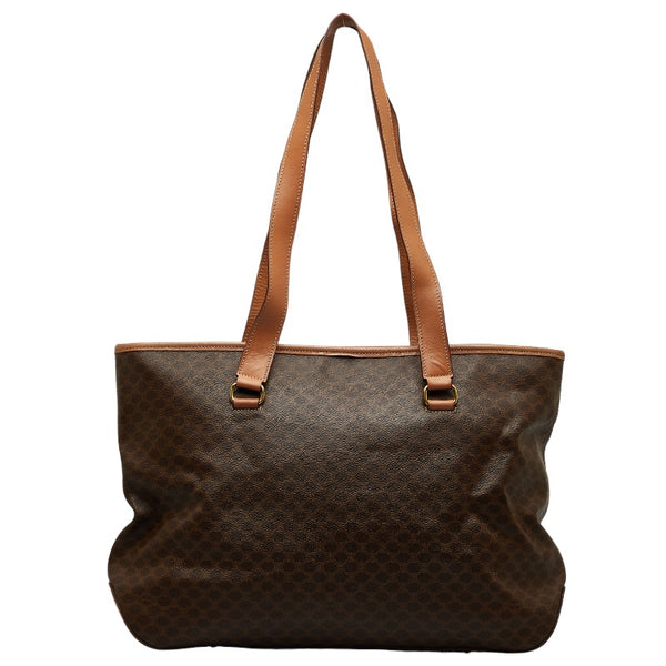 セリーヌ マカダム トートバッグ ハンドバッグ ブラウン PVC レザー レディース CELINE 【中古】