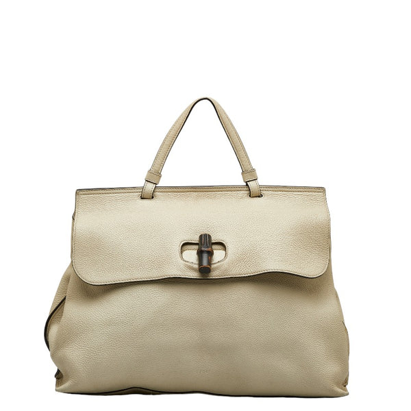 グッチ バンブー デイリー トートバッグ ショルダーバッグ 2WAY 370830 ホワイト レザー レディース GUCCI 【中古】
