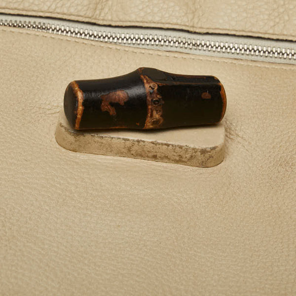 グッチ バンブー デイリー トートバッグ ショルダーバッグ 2WAY 370830 ホワイト レザー レディース GUCCI 【中古】