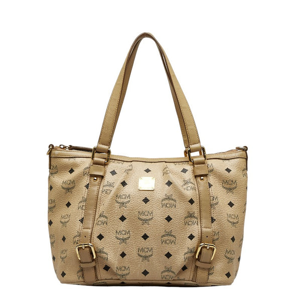 エム シー エム ヴィセトス ロゴグラム ハンドバッグ ショルダーバッグ 2WAY ベージュ PVC レザー レディース MCM 【中古】