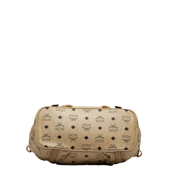 エム シー エム ヴィセトス ロゴグラム ハンドバッグ ショルダーバッグ 2WAY ベージュ PVC レザー レディース MCM 【中古】