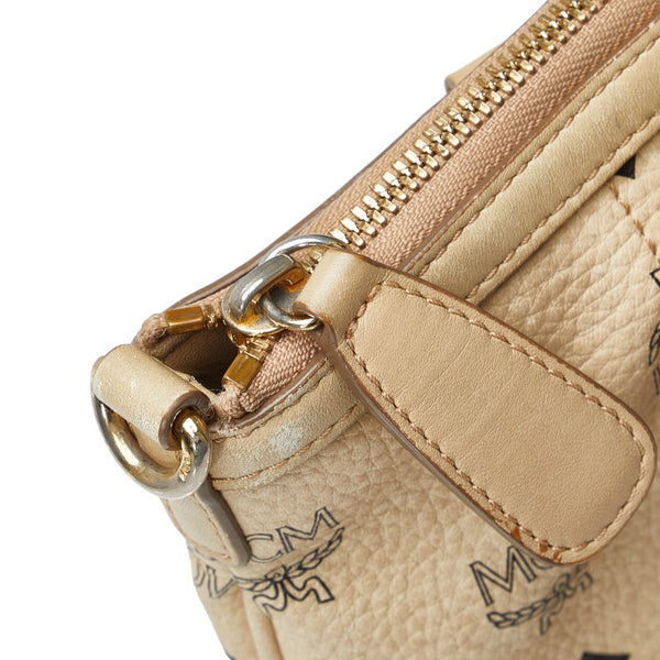 エム シー エム ヴィセトス ロゴグラム ハンドバッグ ショルダーバッグ 2WAY ベージュ PVC レザー レディース MCM 【中古】