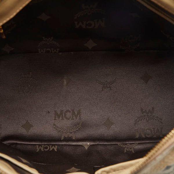 エム シー エム ヴィセトス ロゴグラム ハンドバッグ ショルダーバッグ 2WAY ベージュ PVC レザー レディース MCM 【中古】