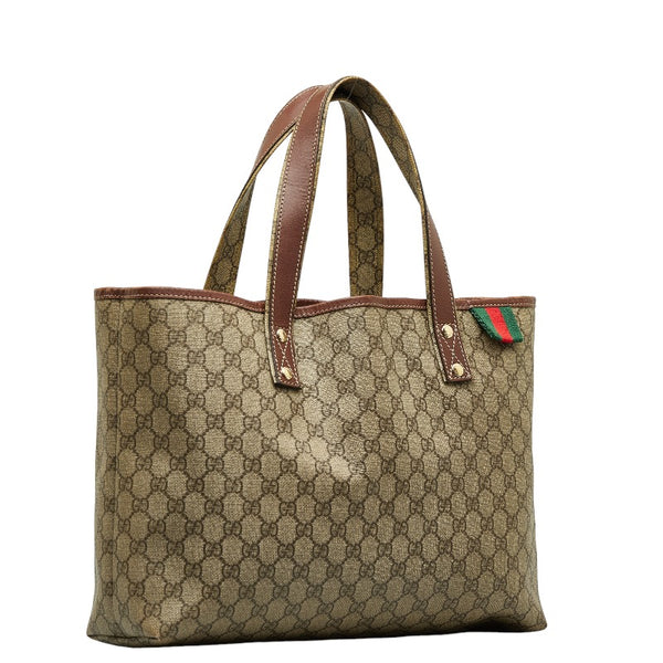 グッチ GGスプリーム シェリーライン ショルダーバッグ トートバッグ 211134 ベージュ ブラウン PVC レザー レディース GUCCI 【中古】