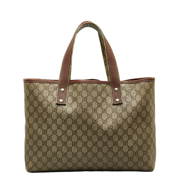 グッチ GGスプリーム シェリーライン ショルダーバッグ トートバッグ 211134 ベージュ ブラウン PVC レザー レディース GUCCI 【中古】