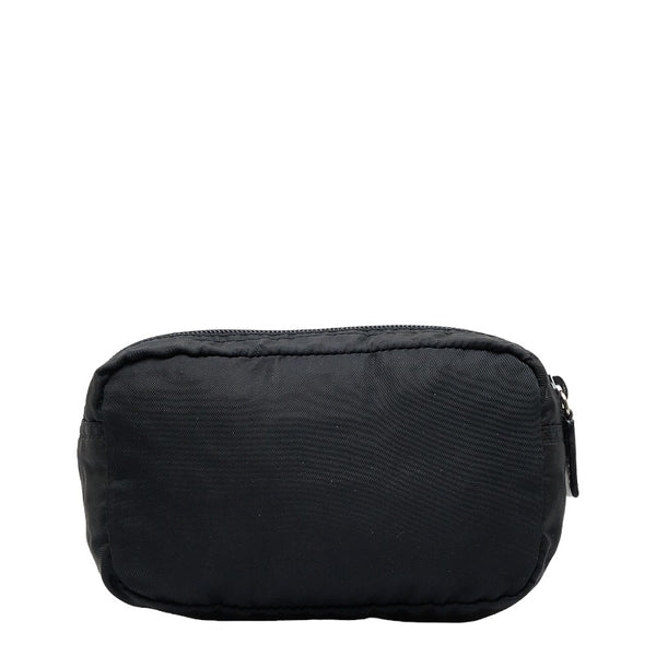 プラダ 三角ロゴプレート ポーチ ブラック ナイロン レディース PRADA 【中古】