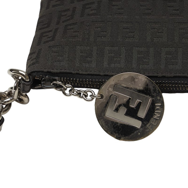 フェンディ ズッキーノ 斜め掛け ショルダーバッグ 8BT150 ブラック キャンバス レザー レディース FENDI 【中古】