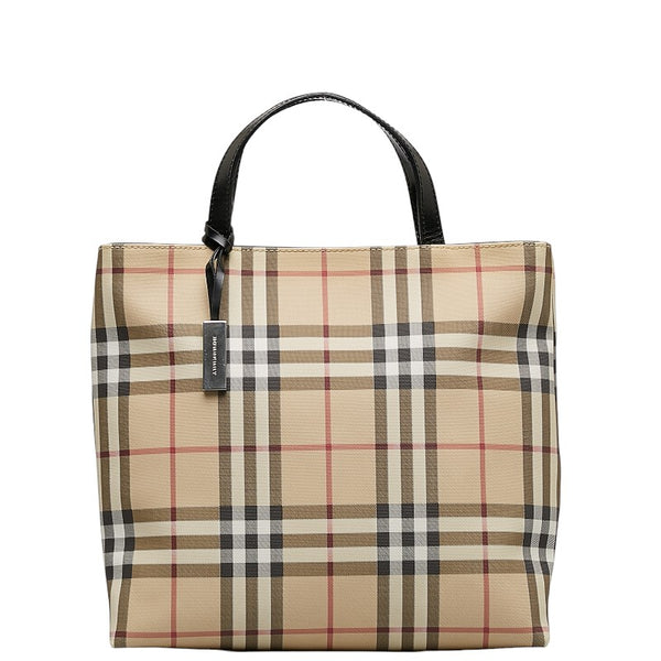 バーバリー ノバチェック ハンドバッグ トートバッグ ベージュ ブラック PVC レディース BURBERRY 【中古】