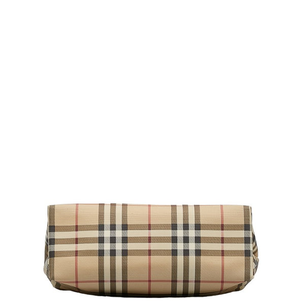 バーバリー ノバチェック ハンドバッグ トートバッグ ベージュ ブラック PVC レディース BURBERRY 【中古】