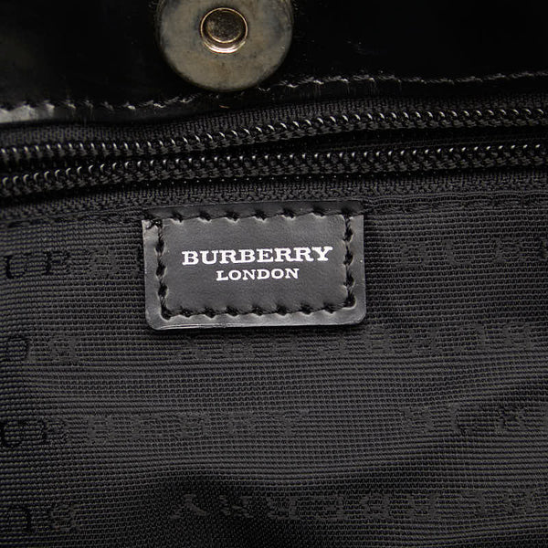 バーバリー ノバチェック ハンドバッグ トートバッグ ベージュ ブラック PVC レディース BURBERRY 【中古】