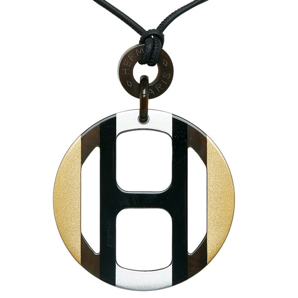 エルメス ホーンネックレス Hエキップ ネックレス ブラック マルチカラー バッファローホーン レディース HERMES 【中古】