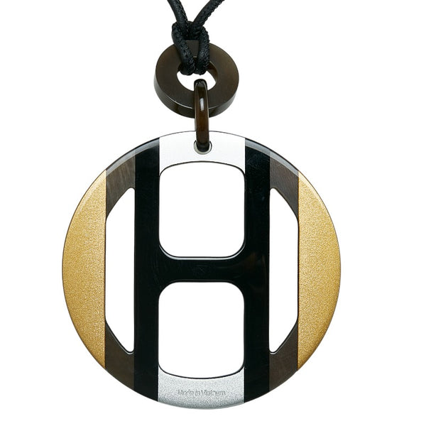 エルメス ホーンネックレス Hエキップ ネックレス ブラック マルチカラー バッファローホーン レディース HERMES 【中古】