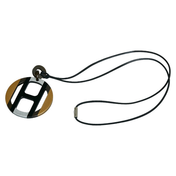 エルメス ホーンネックレス Hエキップ ネックレス ブラック マルチカラー バッファローホーン レディース HERMES 【中古】