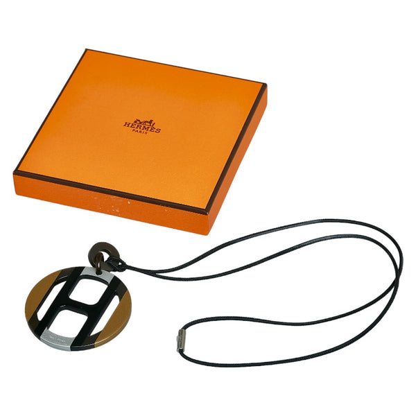 エルメス ホーンネックレス Hエキップ ネックレス ブラック マルチカラー バッファローホーン レディース HERMES 【中古】